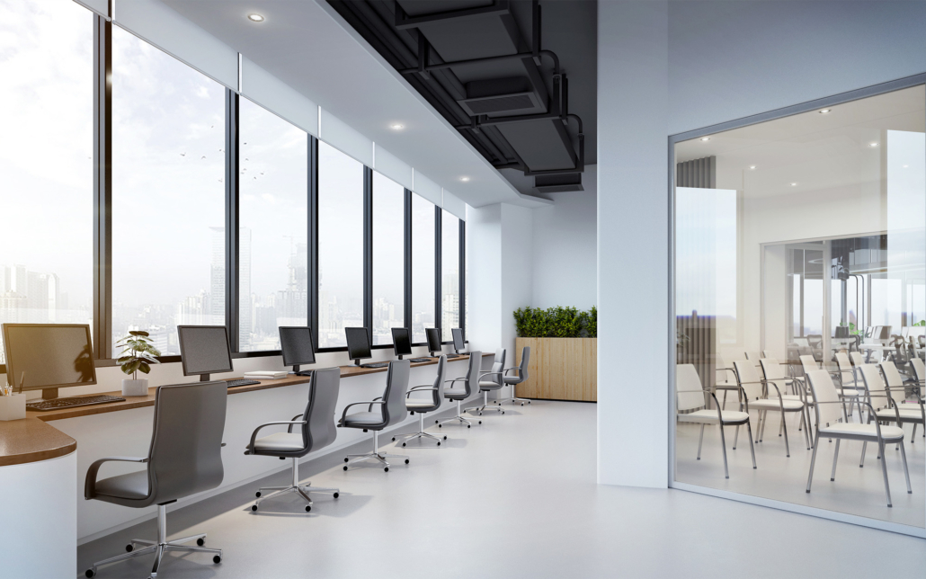 Modern Office Interior.co Working Space.3d Rendering