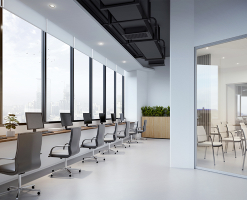 Modern Office Interior.co Working Space.3d Rendering