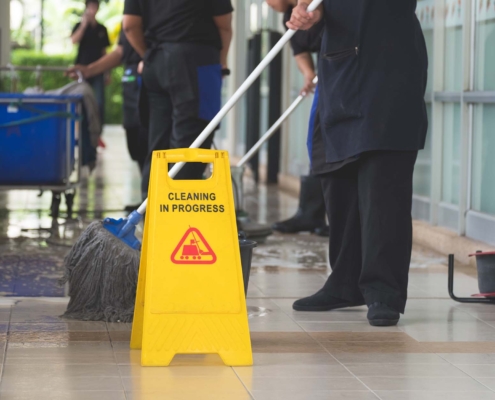Janitor Mopping Floor
