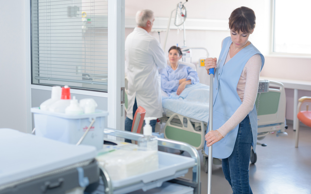 Professional Cleaning Floor Of Hospital Room