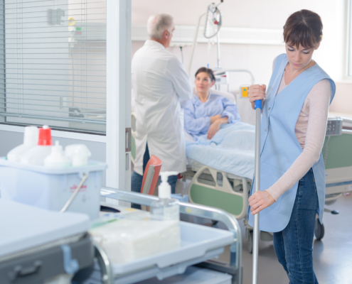 Professional Cleaning Floor Of Hospital Room
